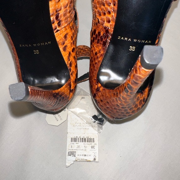 Zara Python print brown/tan sandals 38 - Picture 4 of 8